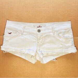 VINTAGE Y2K HOLLISTER WHITE CUTOFF DISTRESSED DENIM JEAN SHORTS WOMENS SIZE 24 0